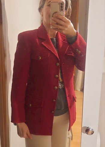 Bordo Vintage Kadın Blazer Ceket - Görsel 8