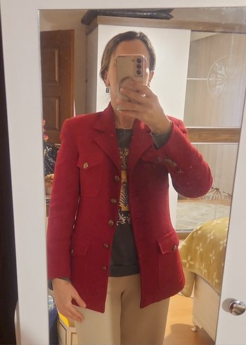 Bordo Vintage Kadın Blazer Ceket - Görsel 9