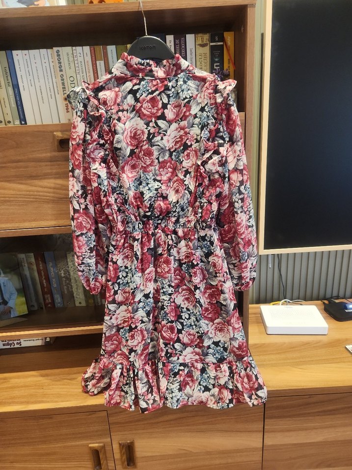 Çiçek Desenli Uzun Kollu Bohem Elbise - Görsel 2