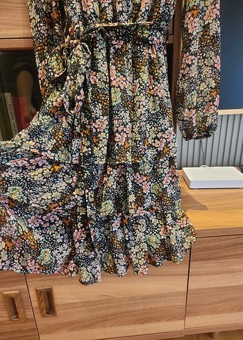 Çiçek Desenli Kısa Bohem Elbise - Görsel 9