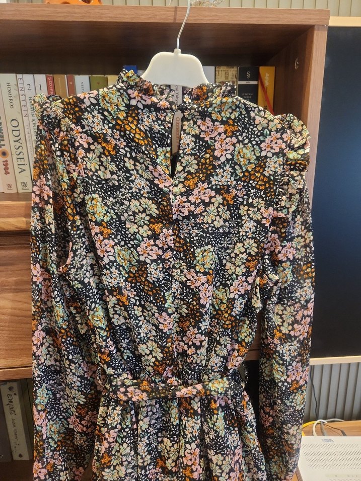 Çiçek Desenli Kısa Bohem Elbise - Görsel 4