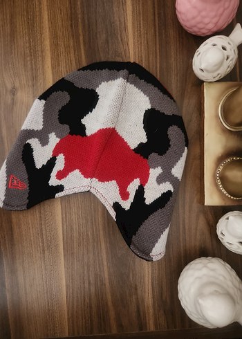 Desenli Kırmızı Gri Erkek Bere - Görsel 2