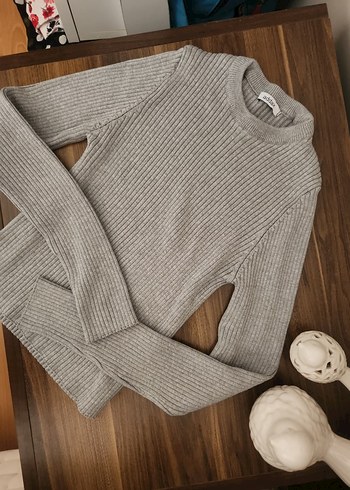 Gri Kadın Triko Kazak - Addax - Görsel 2