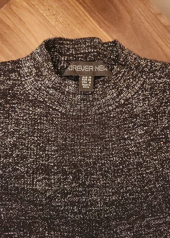 Siyah Dik Yaka Uzun Kollu Kadın Kazak - Görsel 3