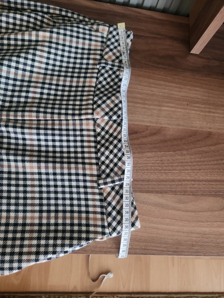 Kadın Bej Kareli Kumaş Pantolon - Görsel 4