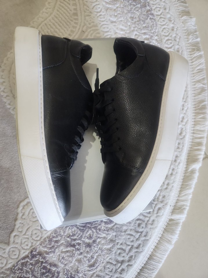 Siyah Deri Günlük Erkek Spor Ayakkabı - Görsel 5