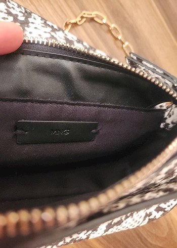 Zincir Detaylı Yılan Desenli Kahverengi Deri Çanta - Görsel 3