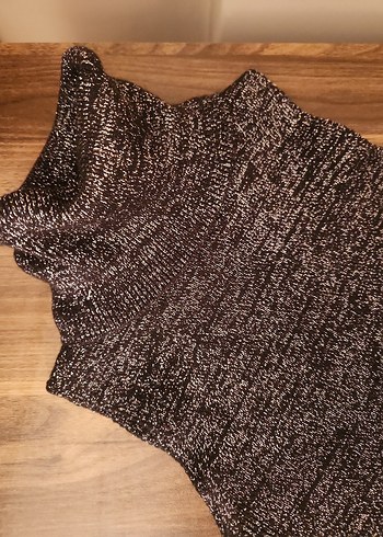 Siyah Boğazlı Kolsuz Triko Kadın Kazak - Görsel 5