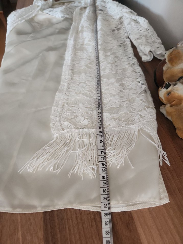 Uzun Beyaz Dantel Kimono - Görsel 4