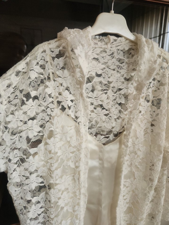 Uzun Beyaz Dantel Kimono - Görsel 2