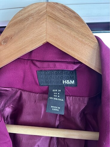 H&M Blazer ince dar kalıp fuşia renk