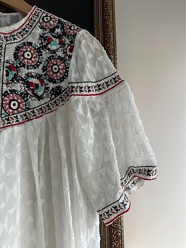 m Beden beyaz Renk Vintage boho fisto astarlı midi - mini elbise beyaz M beden