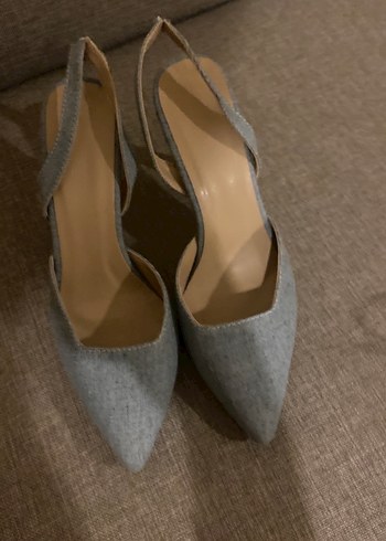 Gri Denim Stiletto Topuklu Kadın Ayakkabı
