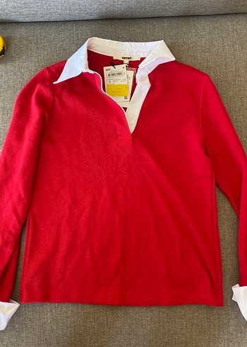 Düğmeli Kırmızı Kadın Sweatshirt