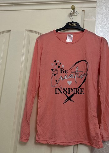 Kadın Uzun Kollu Pembe Baskılı Tişört - Görsel 2