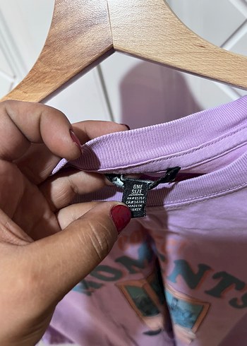 44 Beden mor Renk Baskılı Mor Kadın Tişört