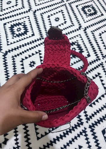 Zara Bordo Örgü Kadın Çanta