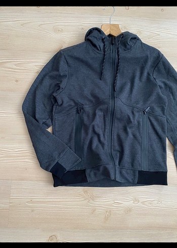 Gri Kapüşonlu Fermuarlı Erkek Sweatshirt - Görsel 2