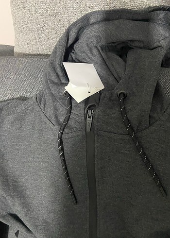 Gri Kapüşonlu Fermuarlı Erkek Sweatshirt - Görsel 6