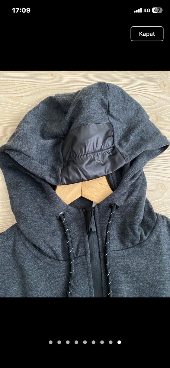 Gri Kapüşonlu Fermuarlı Erkek Sweatshirt - Görsel 4