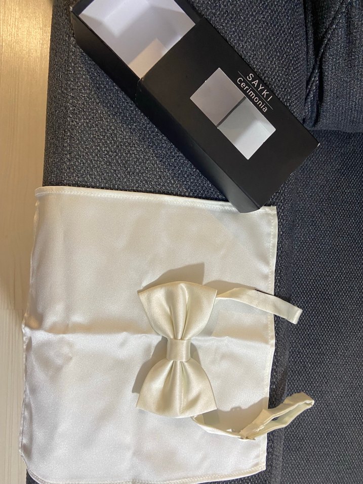 Hatemoplu Sayki Cerimonia Beyaz Erkek Papyon - Görsel 2