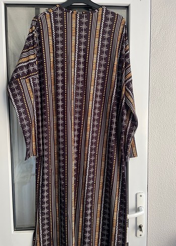 Bohem Uzun Kol Kahverengi Salaş Elbise - Görsel 2