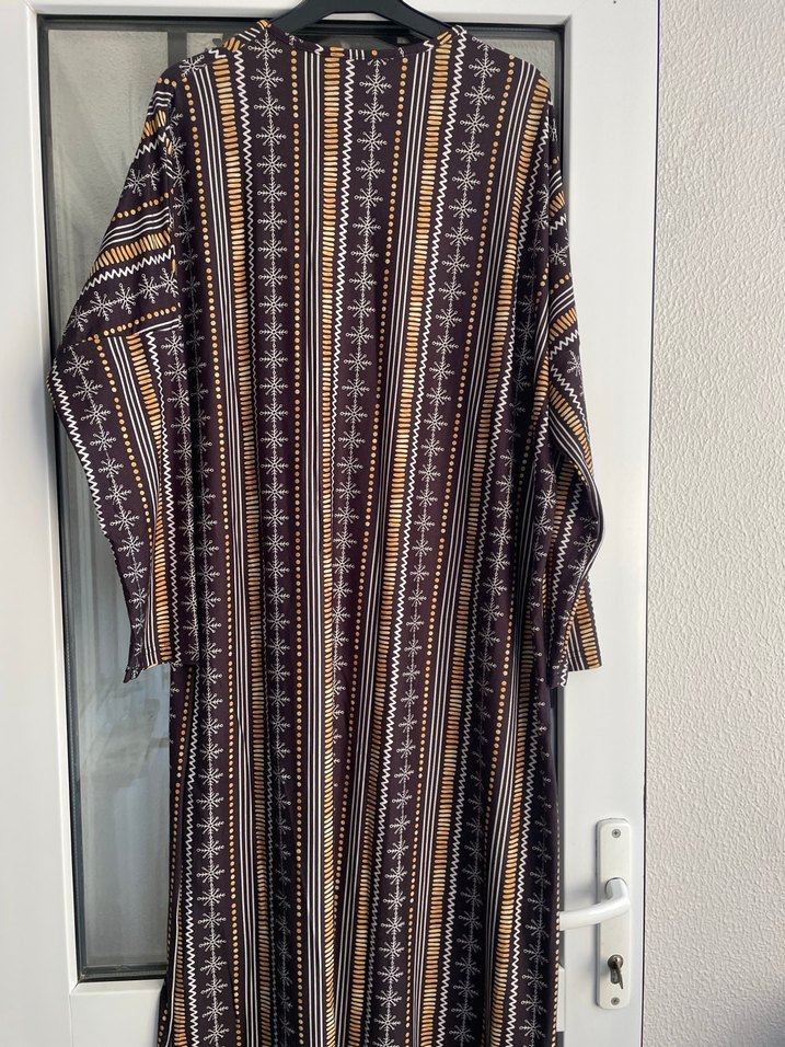 Bohem Uzun Kol Kahverengi Salaş Elbise - Görsel 2