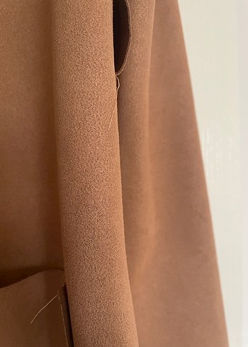 Bej Midi Süet Kadın Kaban - Görsel 5