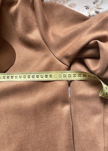 Bej Midi Süet Kadın Kaban - Görsel 6
