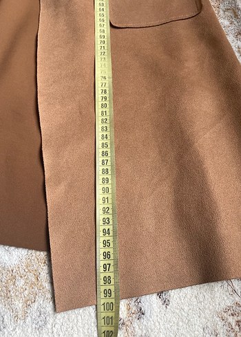 Bej Midi Süet Kadın Kaban - Görsel 7