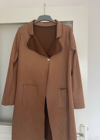 Bej Midi Süet Kadın Kaban - Görsel 2