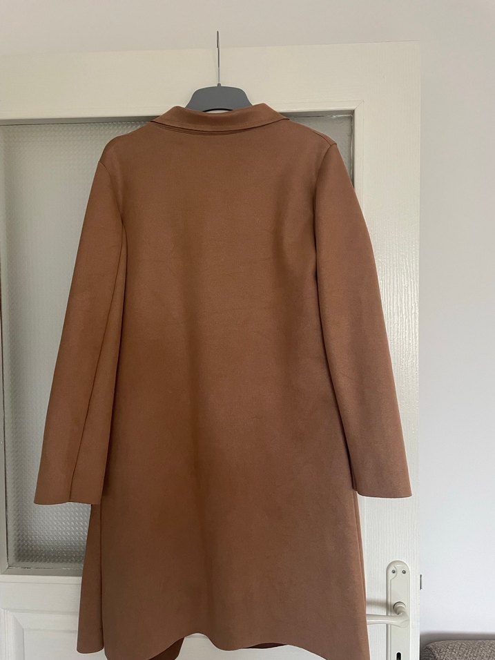 Bej Midi Süet Kadın Kaban - Görsel 4