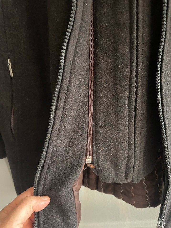 Erkek Kahverengi Midi Fermuarlı Ceket - Görsel 3