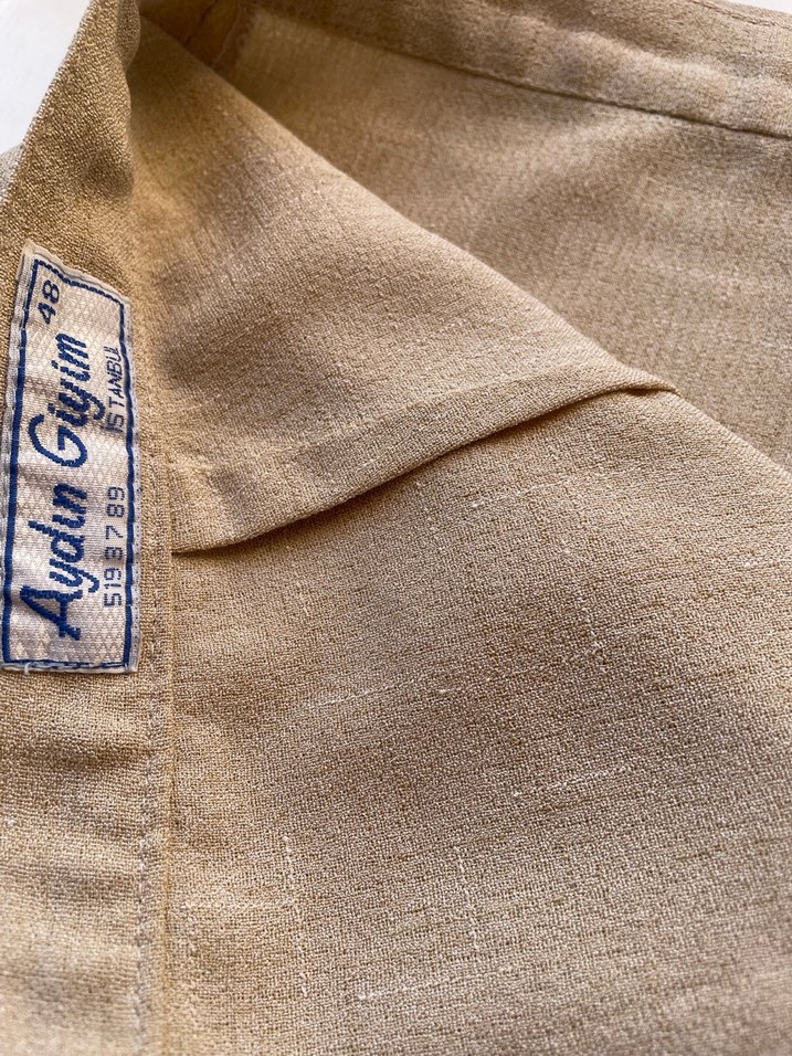 Bej Keten Kadın Kumaş Pantolon - Görsel 3