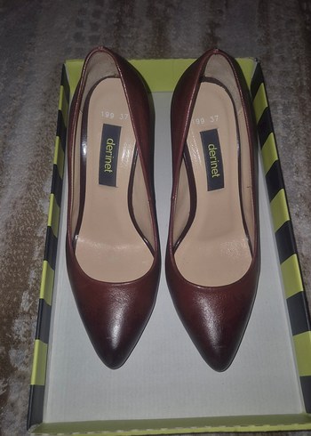 Derinet Bordo Deri Stiletto - Görsel 2