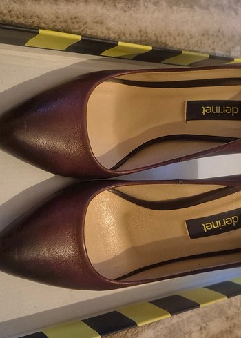 Derinet Bordo Deri Stiletto - Görsel 6