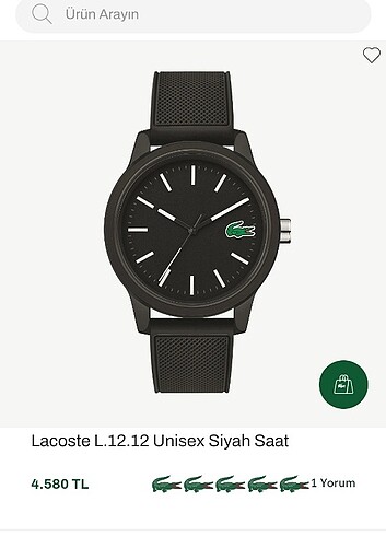 Lacoste L.12.12 Unisex Siyah Saat