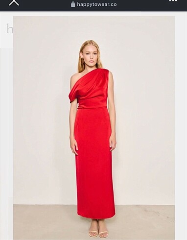 Happy to Wear drapeli midi saten elbise