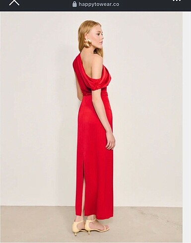 Diğer Happy to Wear drapeli midi saten elbise
