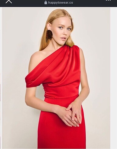 xs Beden Happy to Wear drapeli midi saten elbise