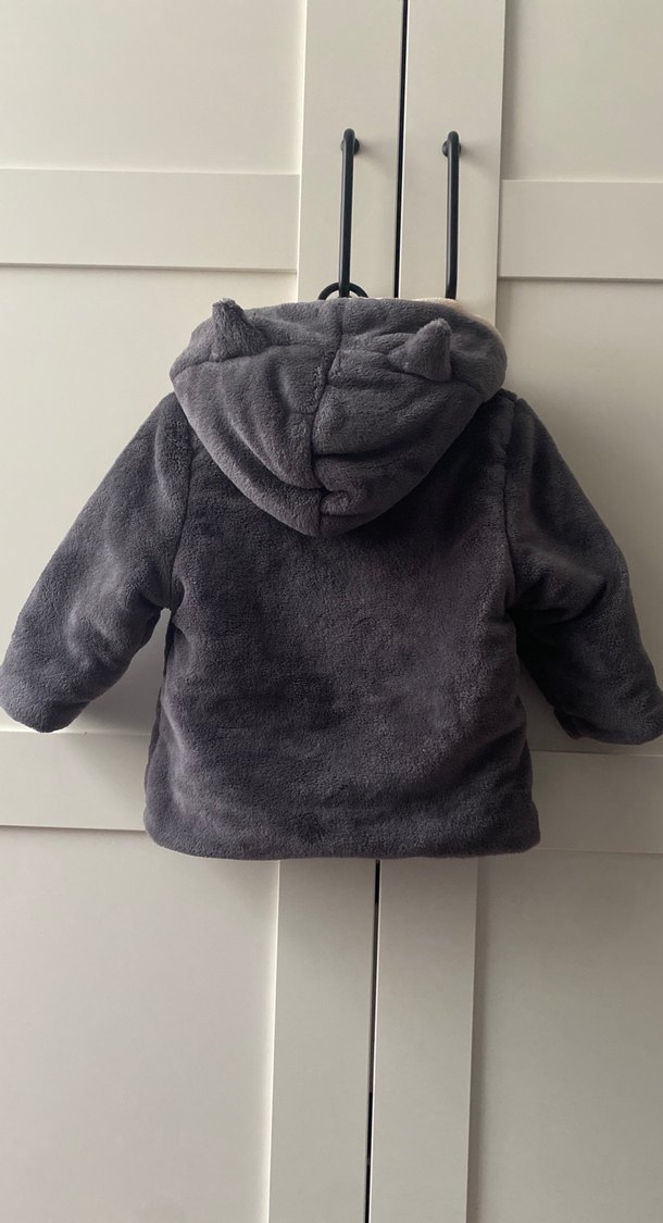 Gri Kürklü Kapüşonlu Çocuk Kabanı - Görsel 3