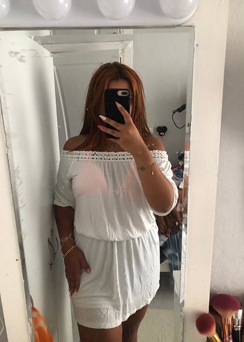 Beyaz Straplez Bohem Midi Elbise