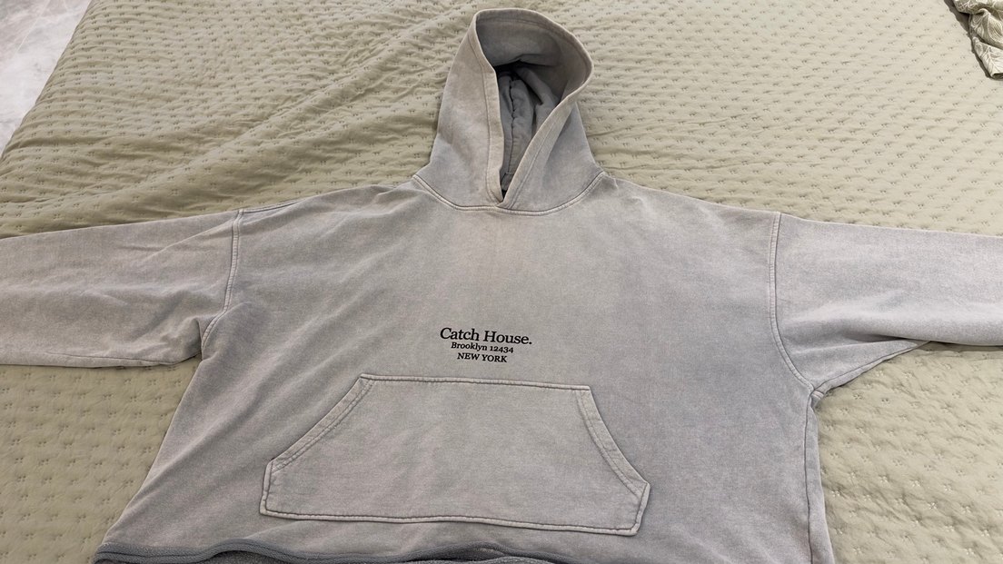 Acid wash crop oversize hoodie - Görsel 3