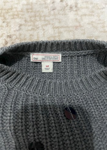 Gri Nakışlı Kadın Triko Kazak - Görsel 2