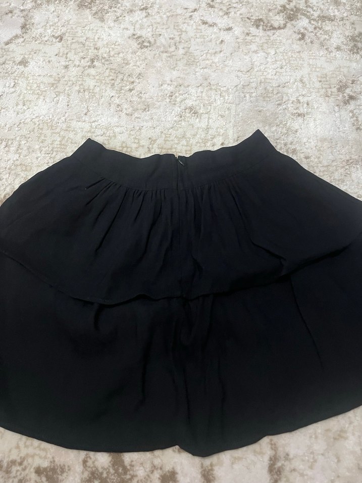 Siyah Fırfırlı mini Kadın Etek - Görsel 2