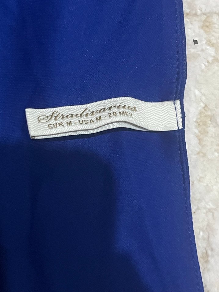 Mavi V Yakalı Midi Kadın Elbise - Görsel 2