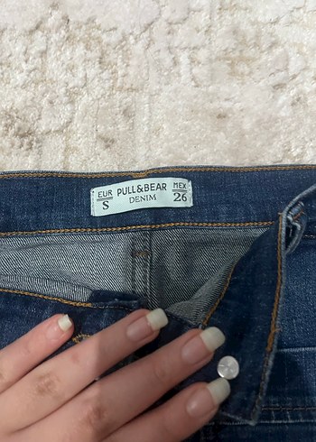 Düğmeli Lacivert mini Kot Etek - Görsel 2