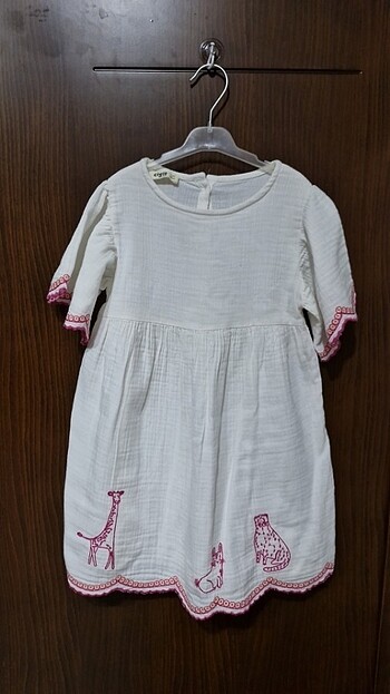 Kız çocuk Cigit marka 2/3 yaş beyaz müslin yazlık elbise