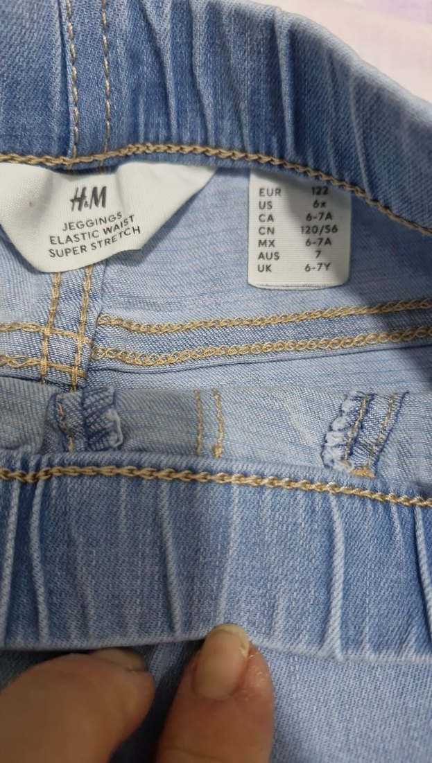 H&M kız çocuk 6/7 yaş beli lastikli dar streç Kot Pantolon - Görsel 3