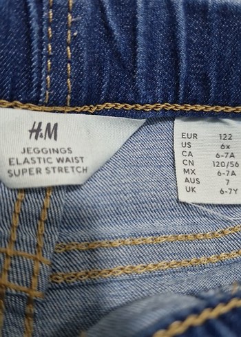 H&M kız çocuk 6/7 yaş beli lastikli dar streç Kot Pantolon - Görsel 3